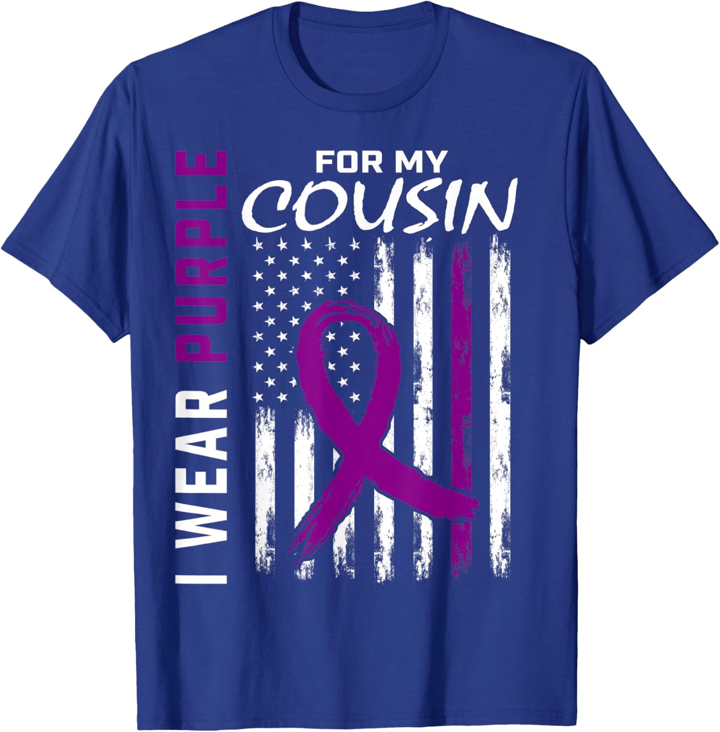 I Wear Purple For My Cousin Lupus Awareness American Flag T-Shirt - T-Shirt | Royal