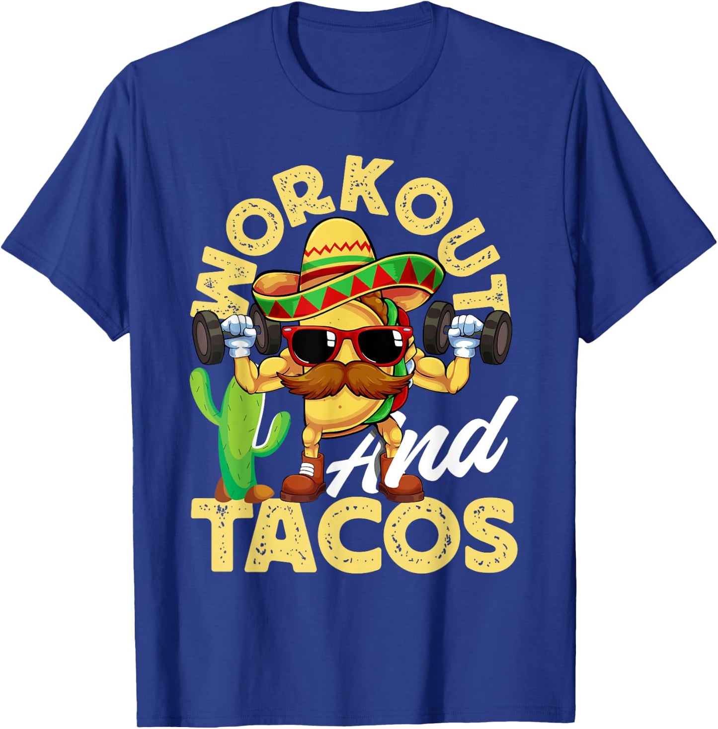 Workout and Tacos Funny Mexican Taco Gym Men T-Shirt - T-Shirt | Royal