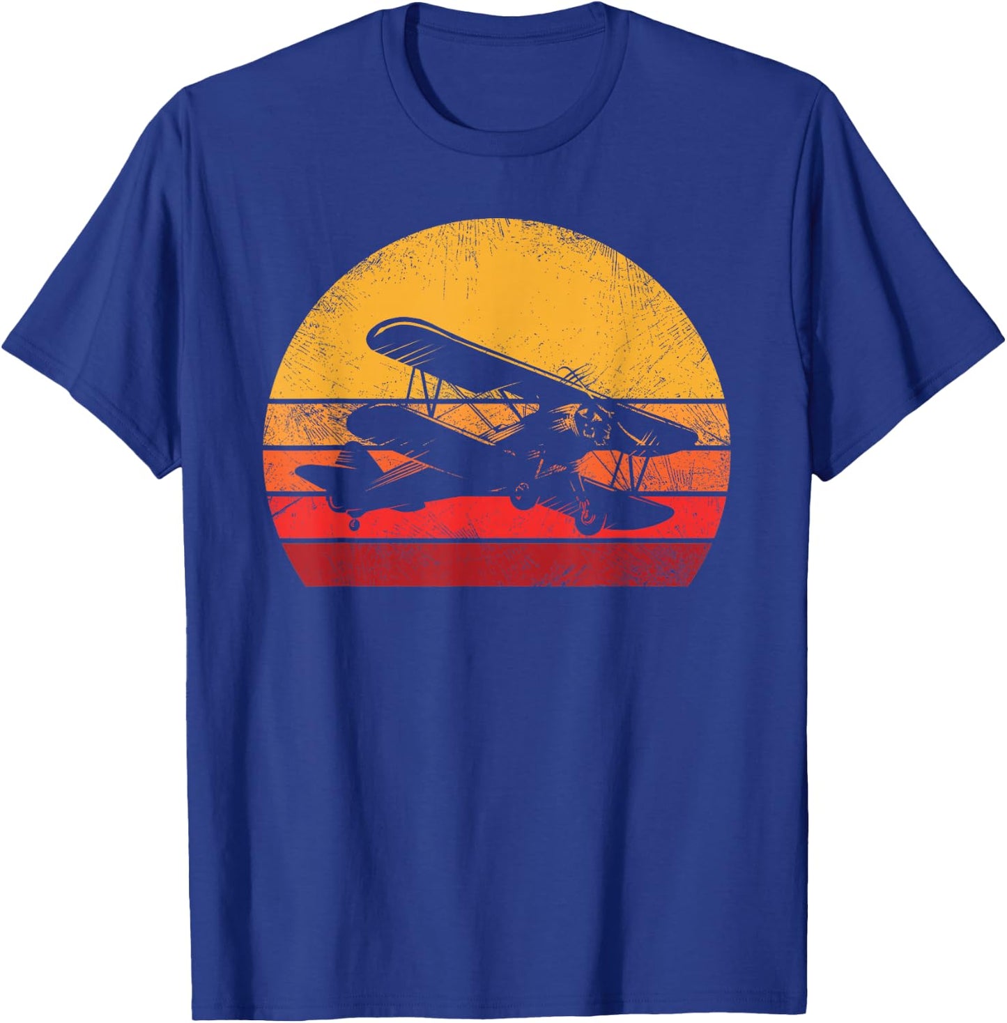 Vintage Bi-Plane Aviator Funny Pilot Biplane Airplane Outfit T-Shirt - T-Shirt | Royal