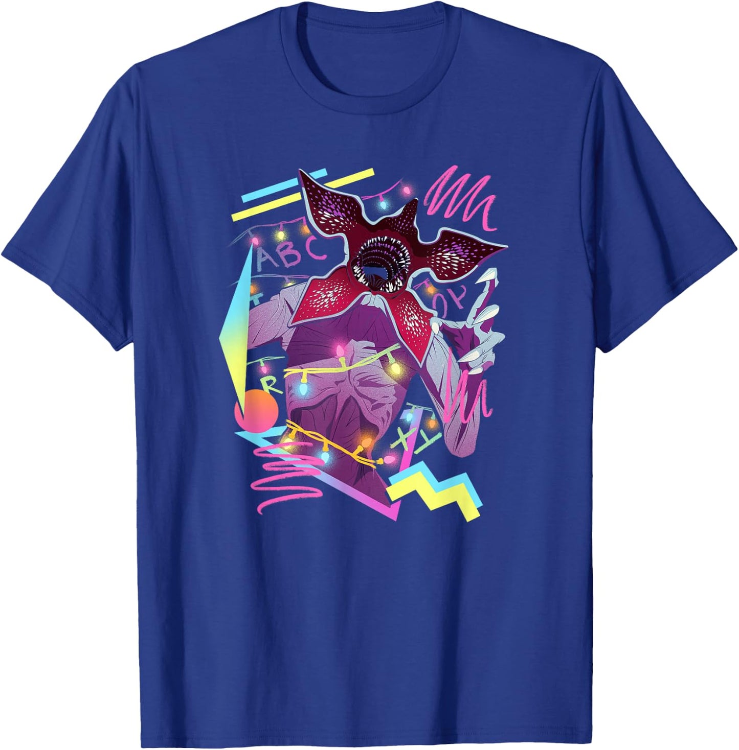 Stranger Things Demogorgon Neon 80's Style Retro Logo T-Shirt - T-Shirt | Royal
