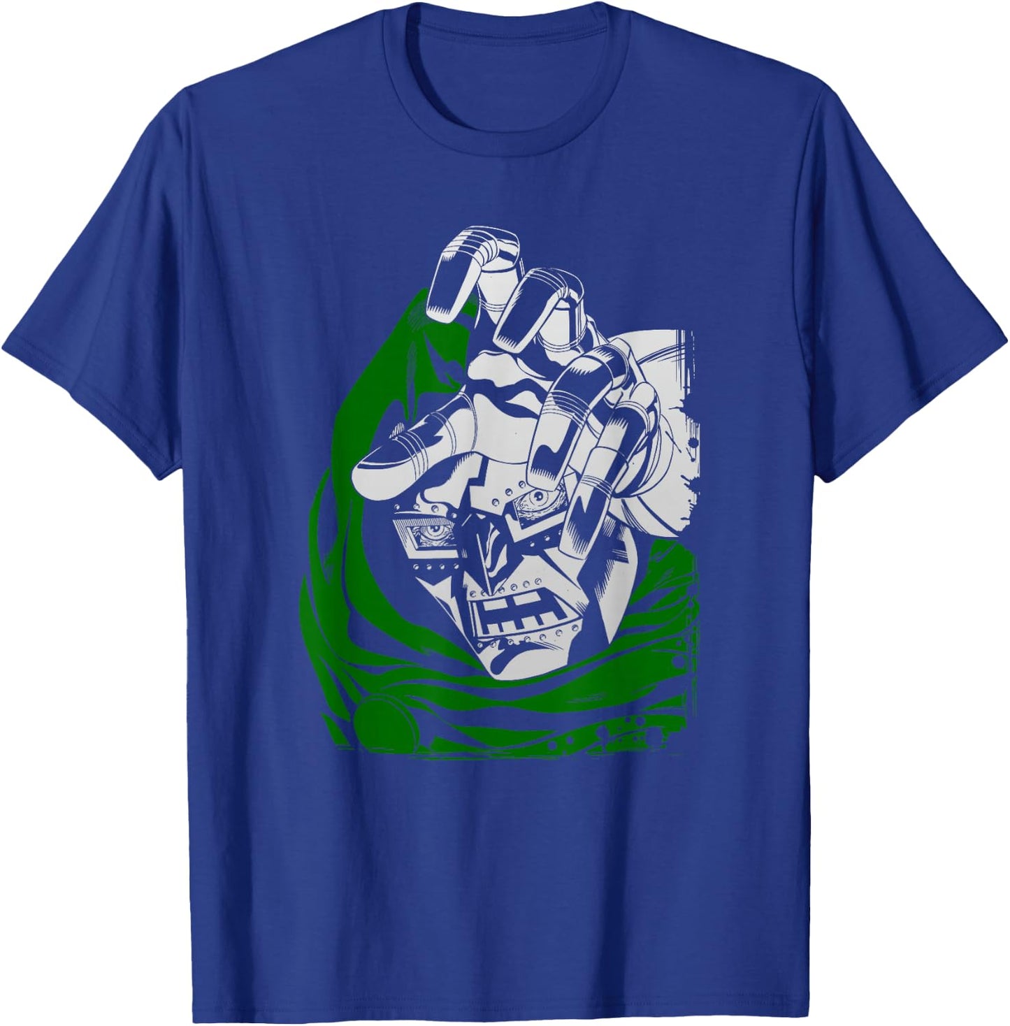 Marvel Fantastic Four Dr. Doom Big Face Portrait Distressed T-Shirt - T-Shirt | Royal