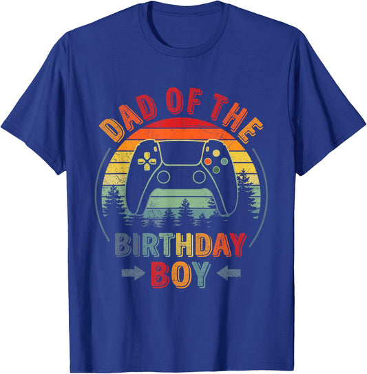 Dad of the Birthday Boy Vintage Matching Gamer Birthday T-Shirt - T-Shirt | Royal
