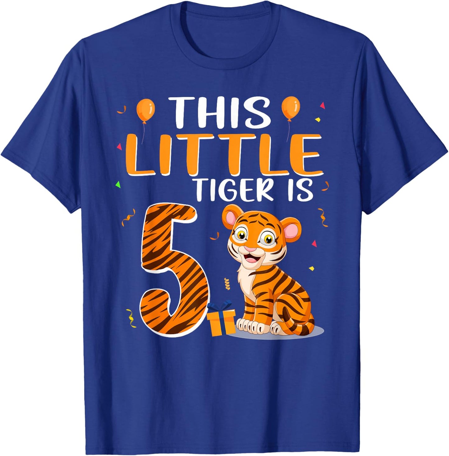 This Little Tiger Is 5 Birthday Party 5 Year Old T-Shirt - T-Shirt | Royal