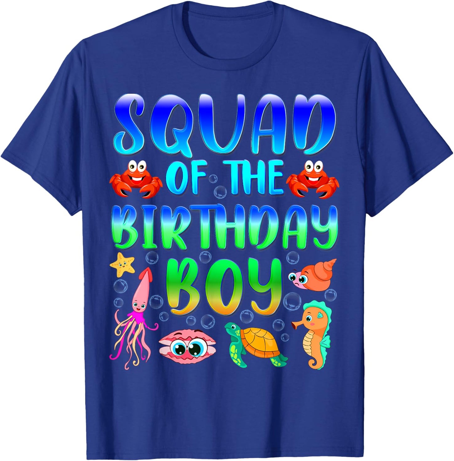 Squad Of The Birthday Boy Sea Fish Aquarium Matching Family T-Shirt - T-Shirt | Royal