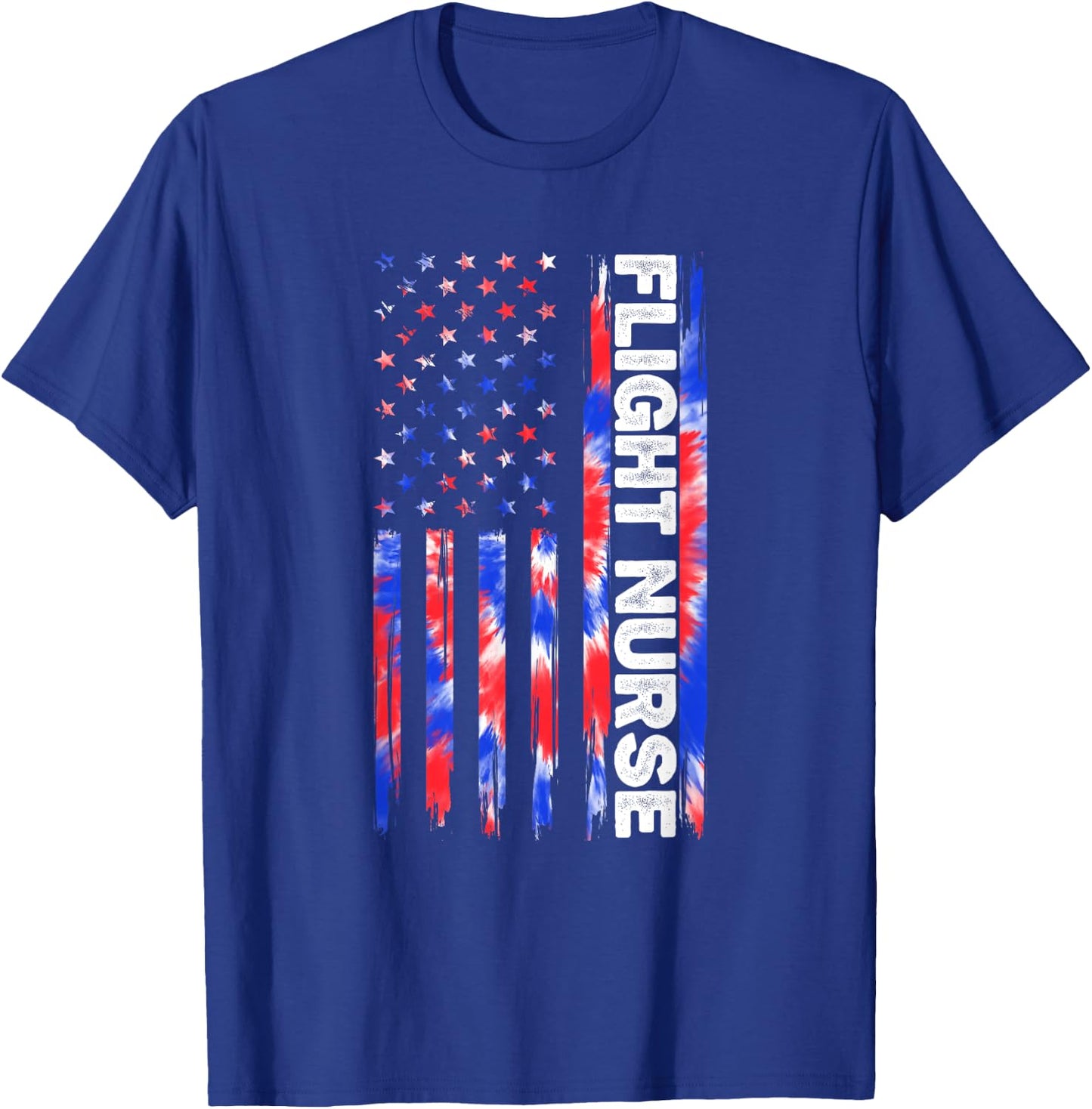 Flight Nurse Nursing Tie Dye American Flag 4th Of July Usa T-Shirt - T-Shirt | Royal