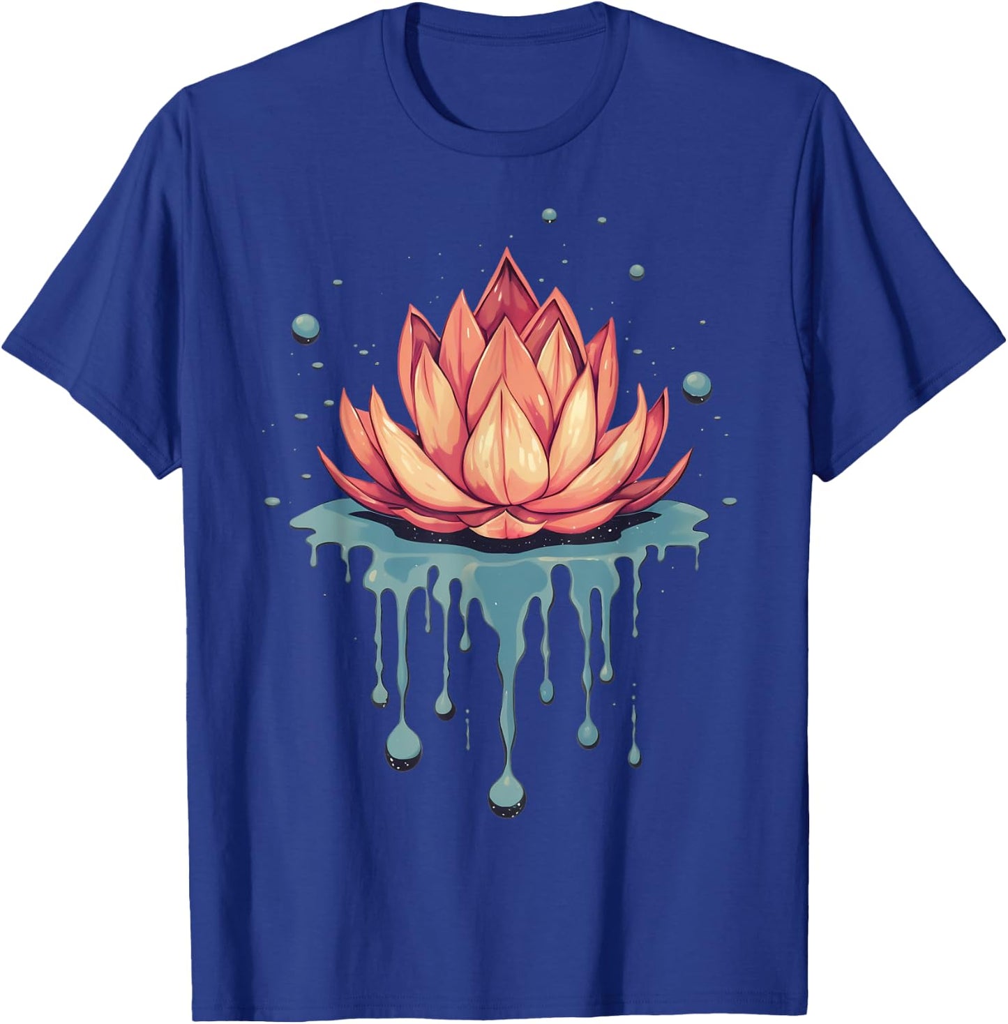 Dripping Lotus Flower on Melting Lotus Flower T-Shirt - T-Shirt | Royal