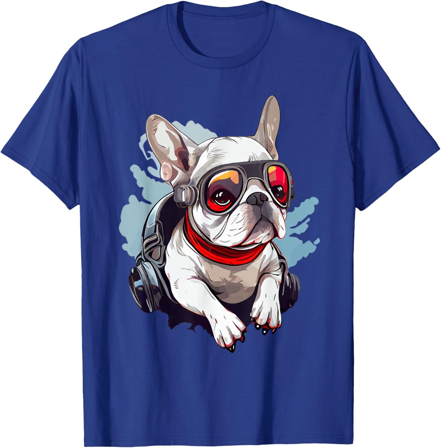 White Frenchie as a Pilot White French Bulldog Pilot T-Shirt - T-Shirt | Royal