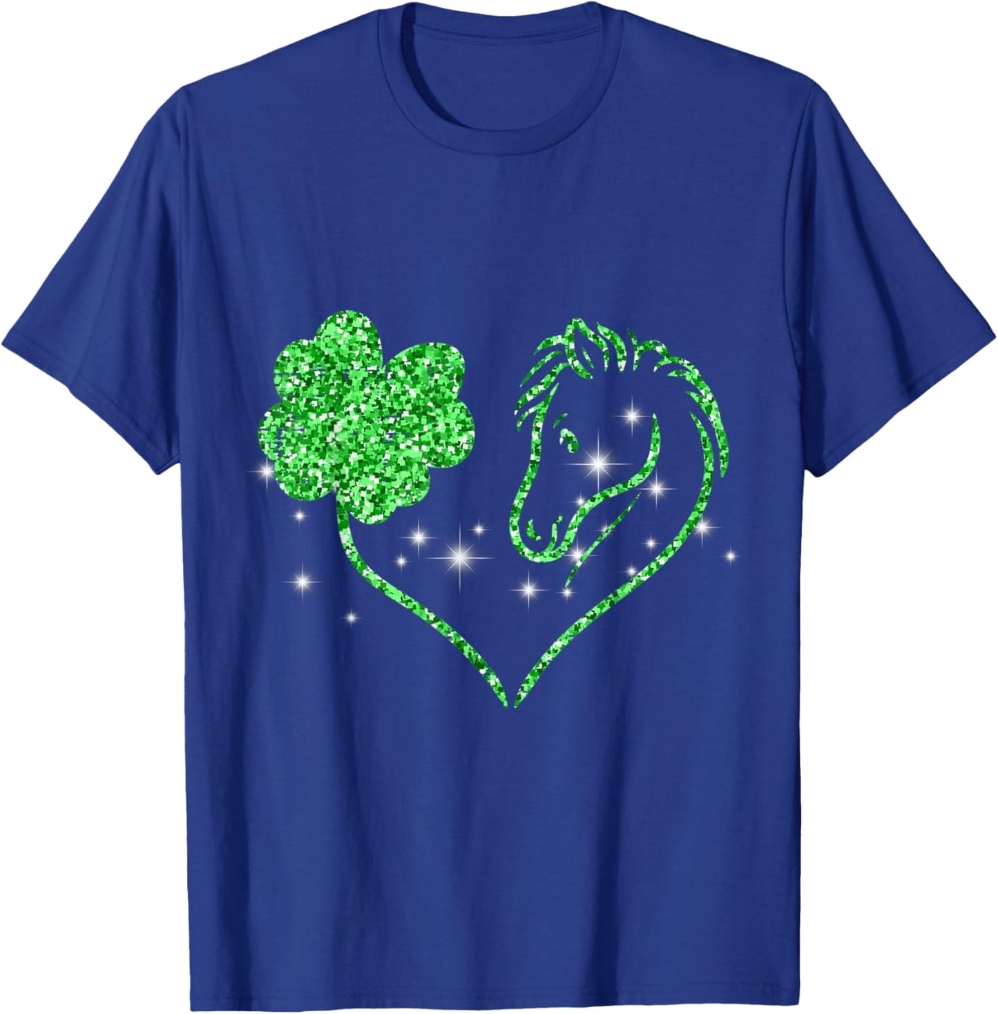 Shamrock Heart Horse Clover St Patricks Day Women Girls T-Shirt - T-Shirt | Royal