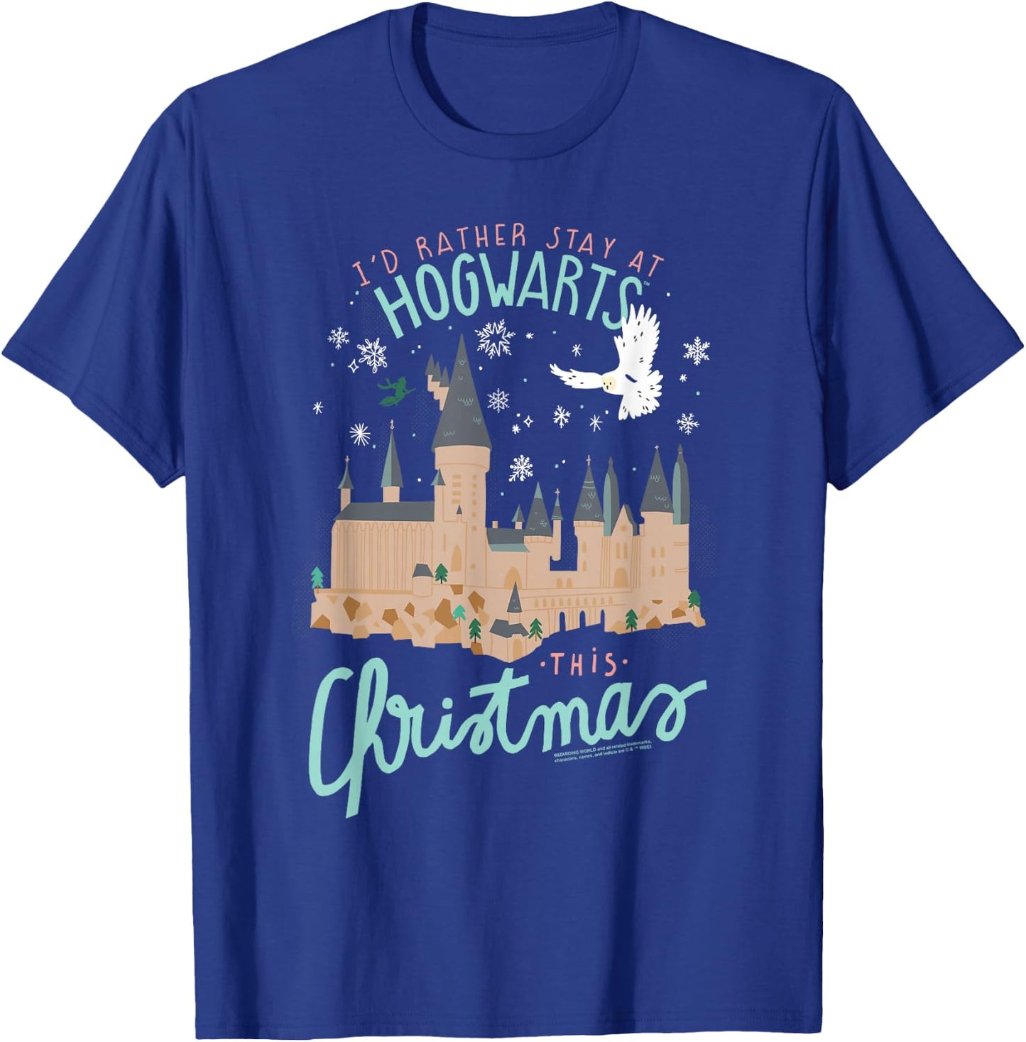 Harry Potter I'd Rather Stay At Hogwarts This Christmas T-Shirt - T-Shirt | Royal