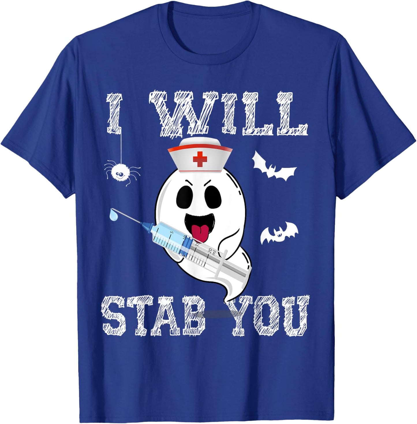 Cute Ghost Nurse I will stab you Cool Halloween Girl women T-Shirt - T-Shirt | Royal