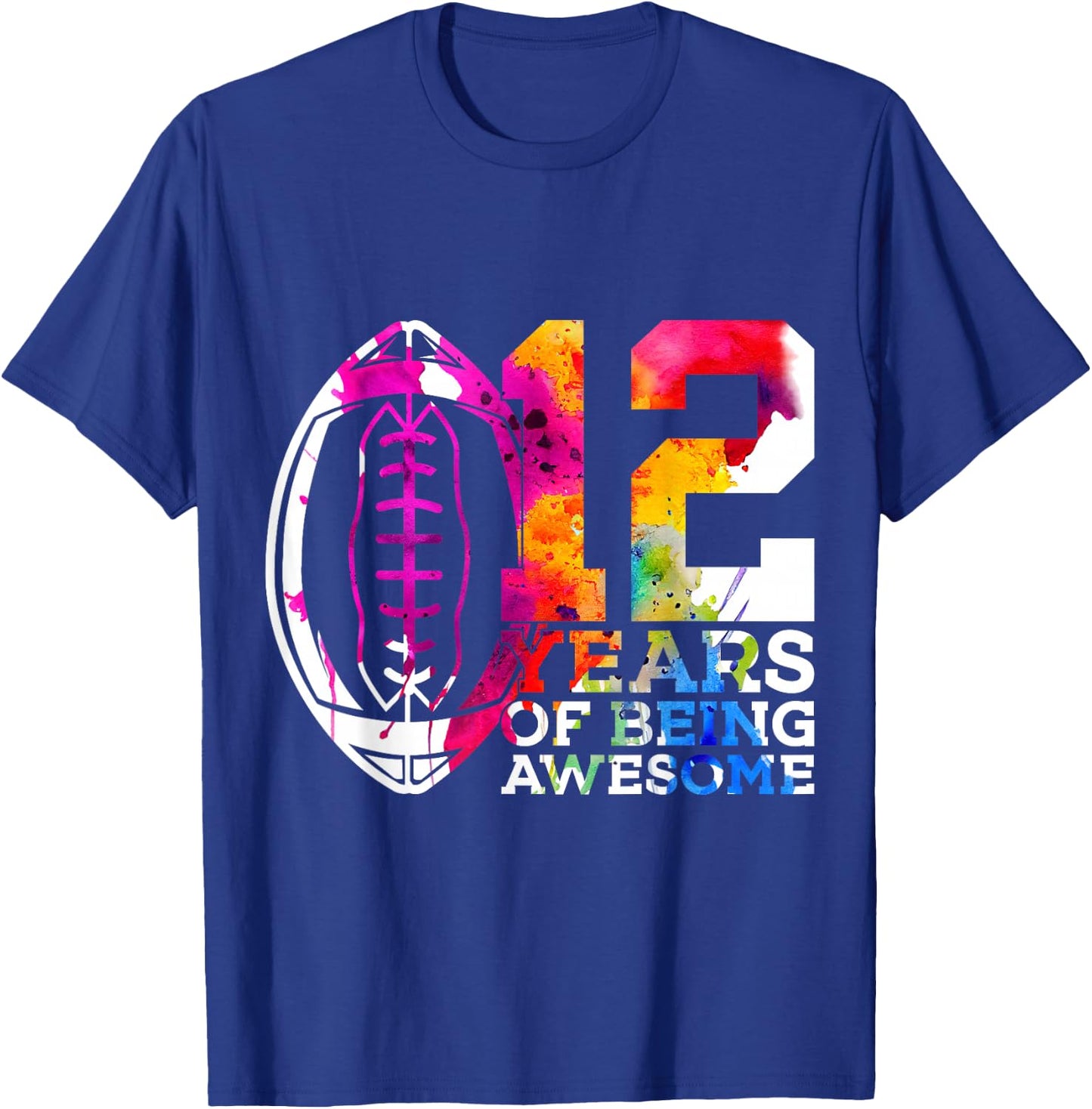 12 Years of Being Awesome Football 12th Birthday T-Shirt - T-Shirt | Royal