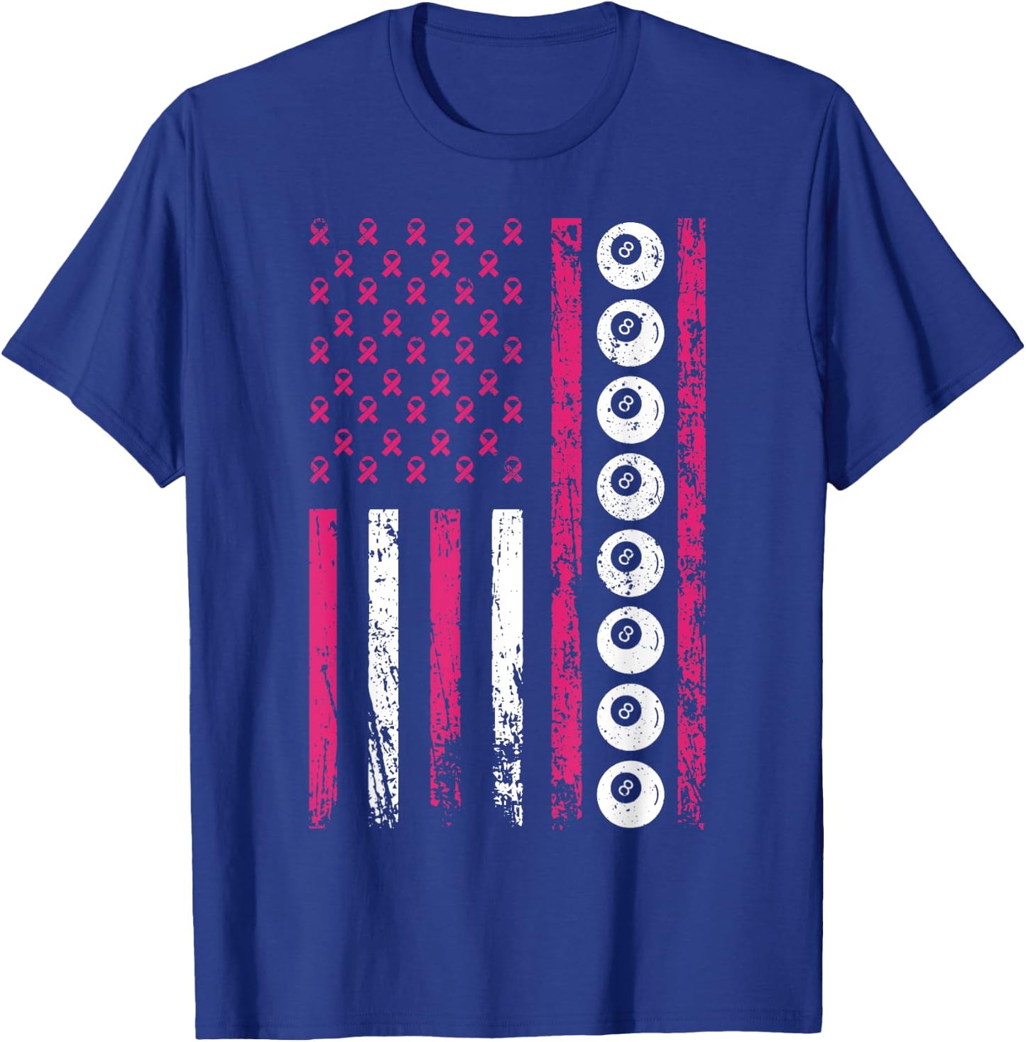 American Sports Flag Breast Cancer Awareness Billiards T-Shirt - T-Shirt | Royal