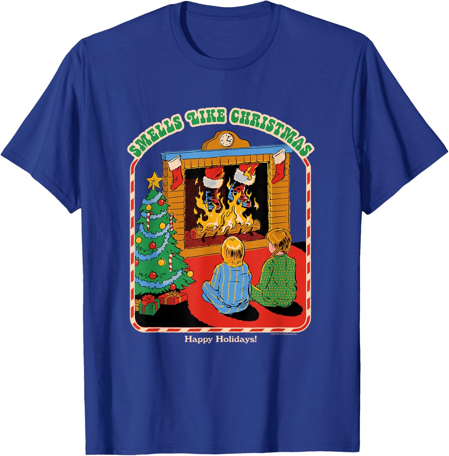 Steven Rhodes Smells Like Christmas Santa Retro Dark Humor T-Shirt - T-Shirt | Royal