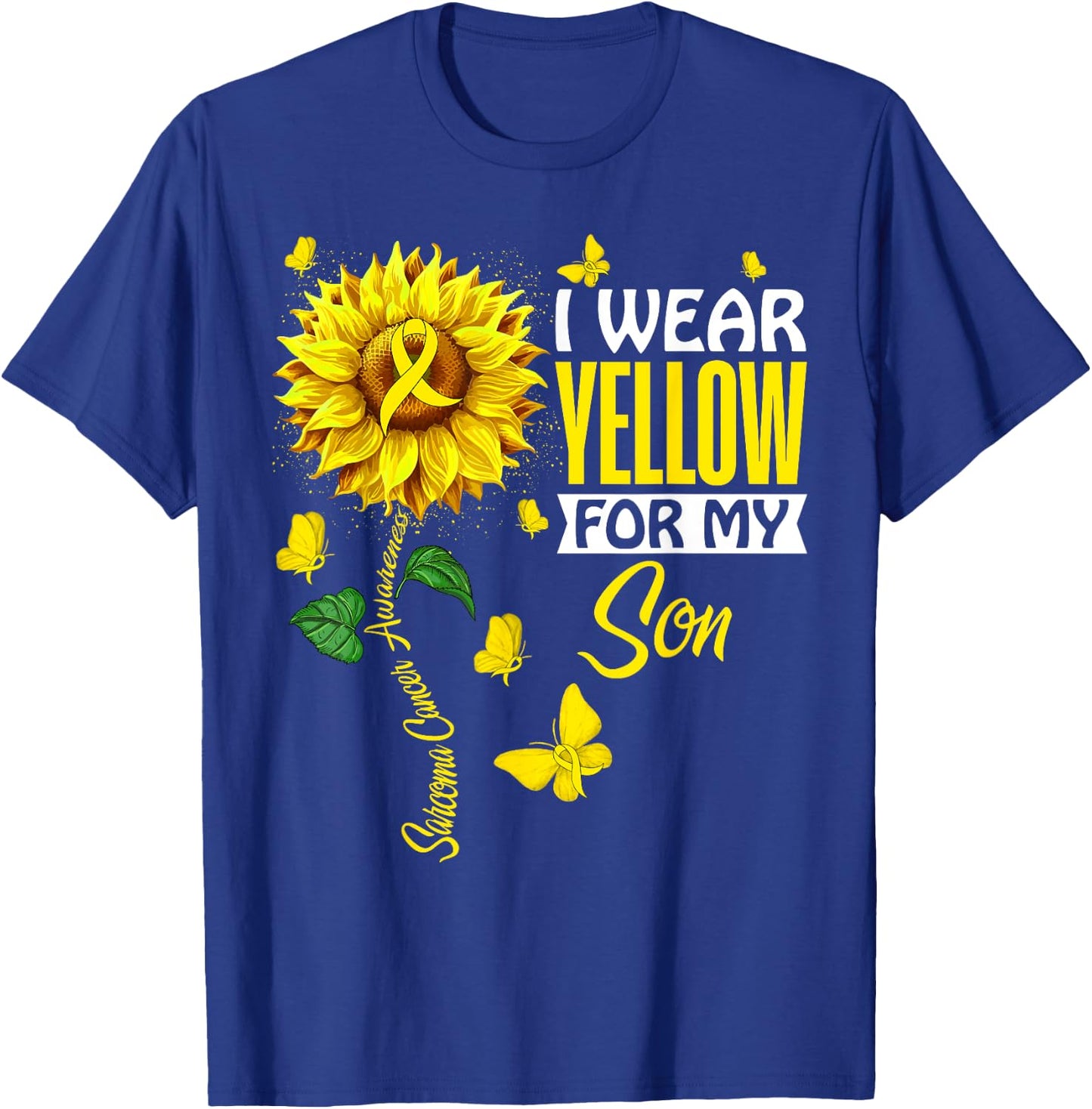 I Wear Yellow For Son Sarcoma Cancer Awareness Support T-Shirt - T-Shirt | Royal