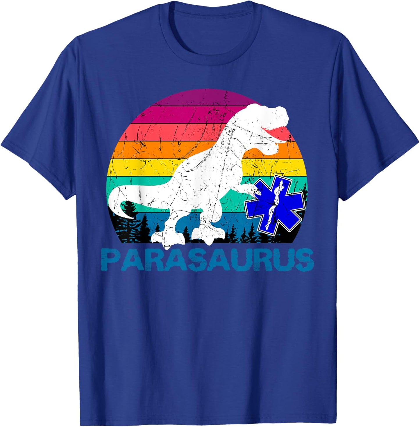 Paramedic Retro Vintage T-Rex Emergency Medical Technician T-Shirt - T-Shirt | Royal