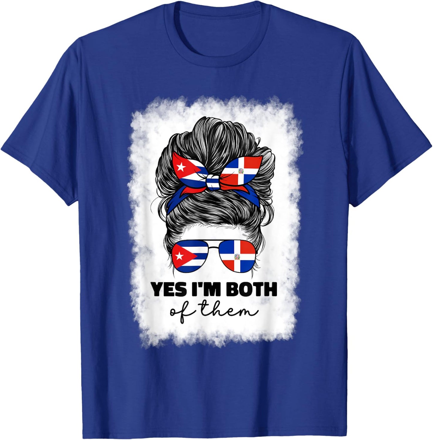 Half Dominican Republic And Cuban Cuba Flag Girl Women Mix T-Shirt - T-Shirt | Royal