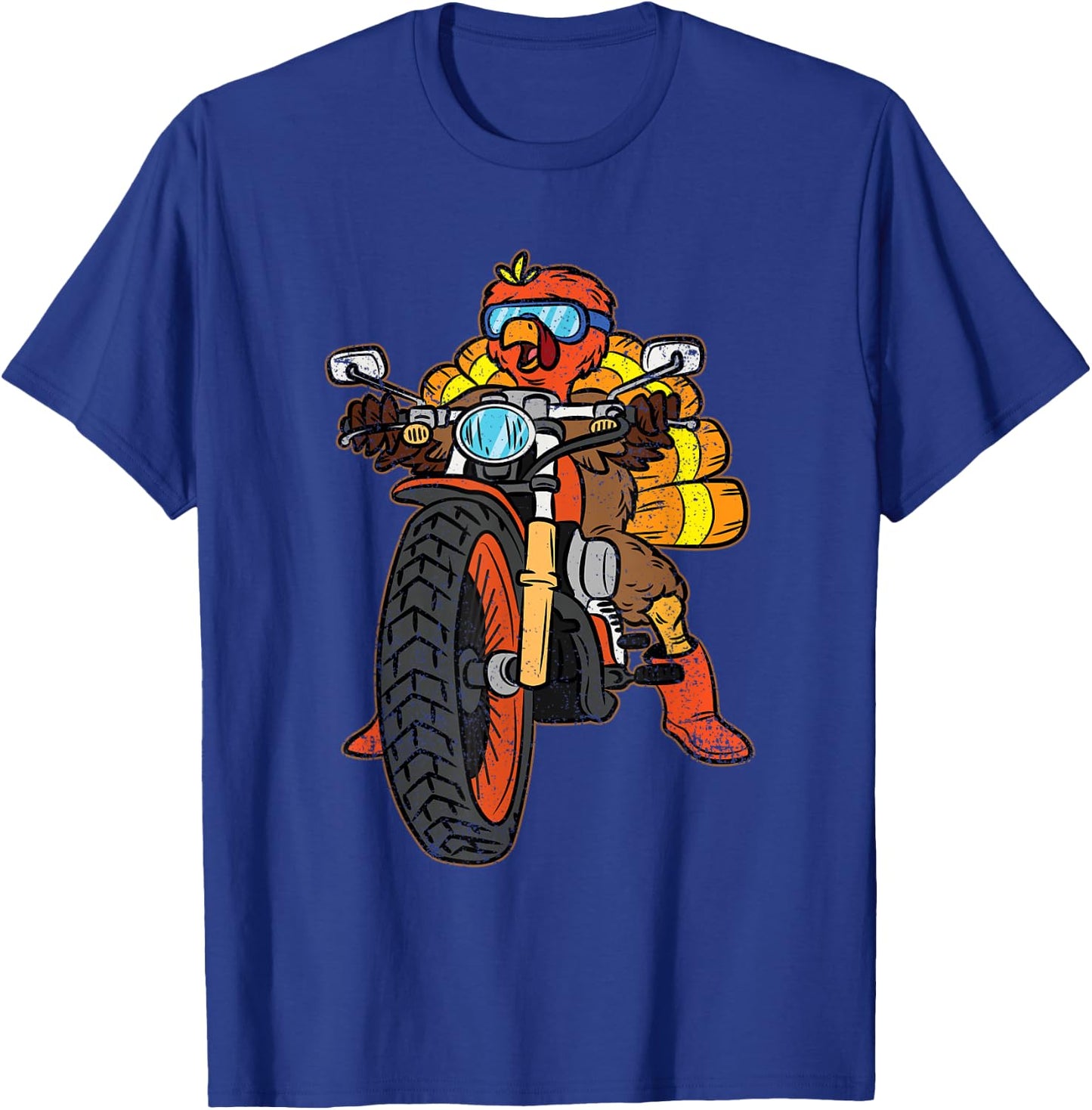 Turkey Riding Motorcycle Thanksgiving Day Cool Biker Rider T-Shirt - T-Shirt | Royal