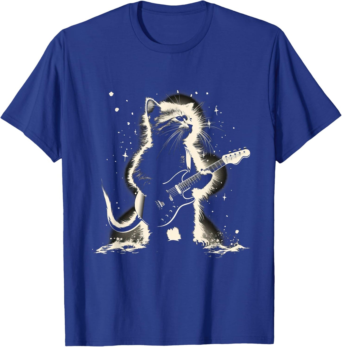 Cat Playing Bass Guitar Guitarist Rocker cool T-Shirt - T-Shirt | Royal