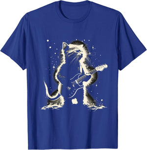 Cat Playing Bass Guitar Guitarist Rocker cool T-Shirt - T-Shirt | Royal