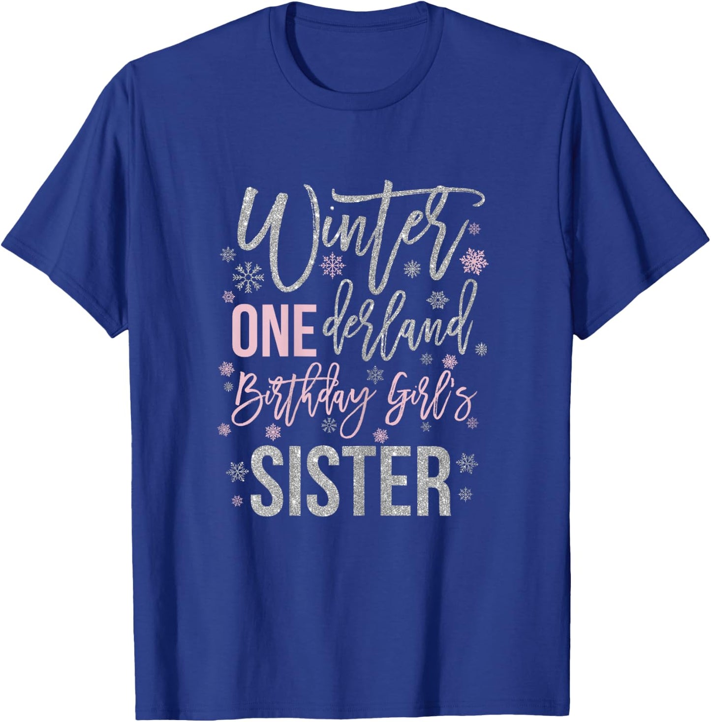 Sister Pink Winter Onederland 1st Birthday Snowflake Group T-Shirt - T-Shirt | Royal