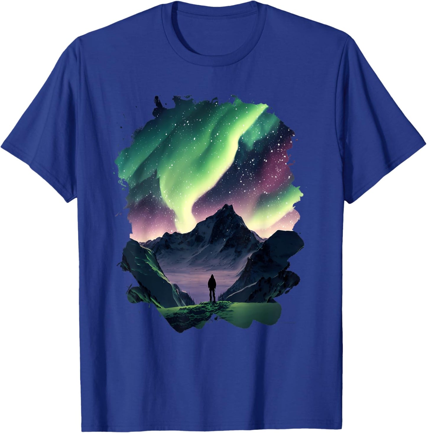 Aurora Borealis over the mountains Natural wonder in colors T-Shirt - T-Shirt | Royal