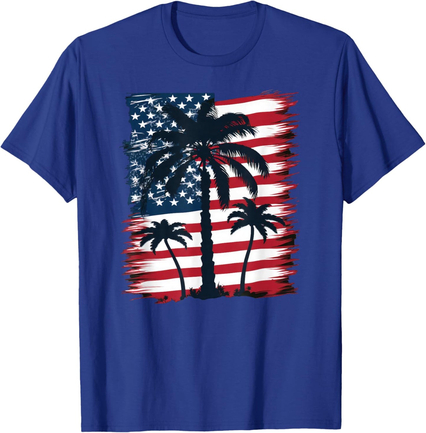 American Flag Palm Trees - Patriotic 4th of July T-Shirt - T-Shirt | Royal