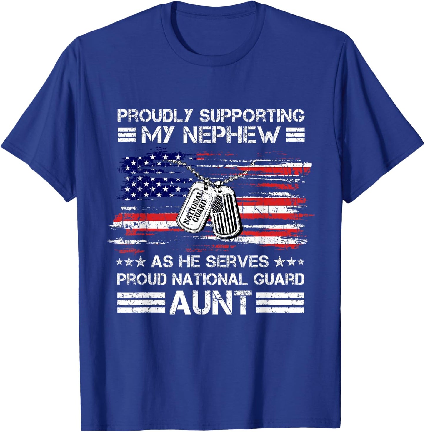 Proud National Guard Aunt American Flag Veteran Military T-Shirt - T-Shirt | Royal