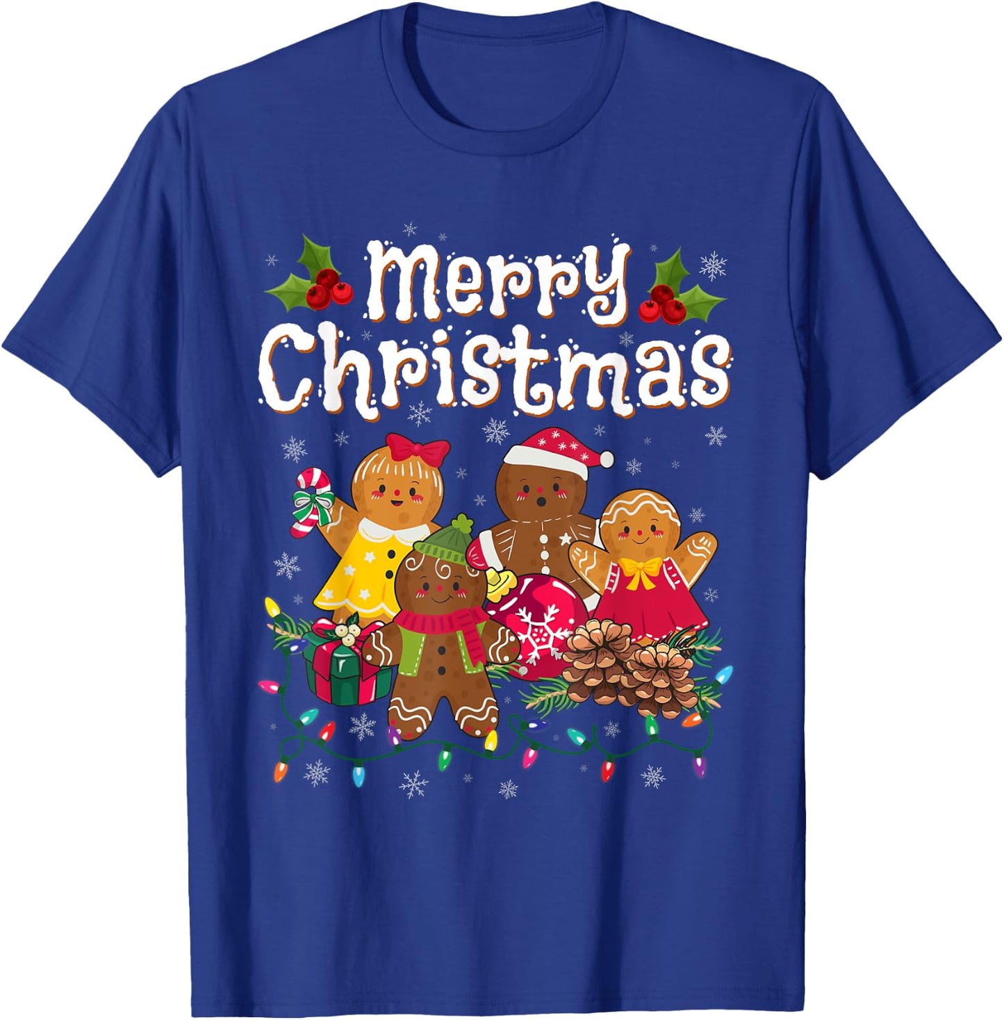 Merry Christmas Gingerbread Cookies Men Women T-Shirt - T-Shirt | Royal