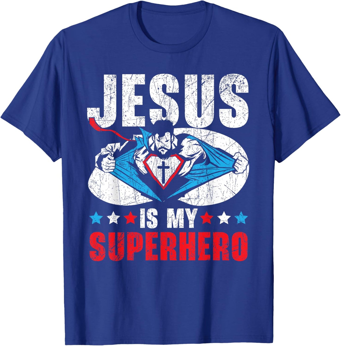 Jesus Is My Superhero Religious Pastor Christian Believer T-Shirt - T-Shirt | Royal