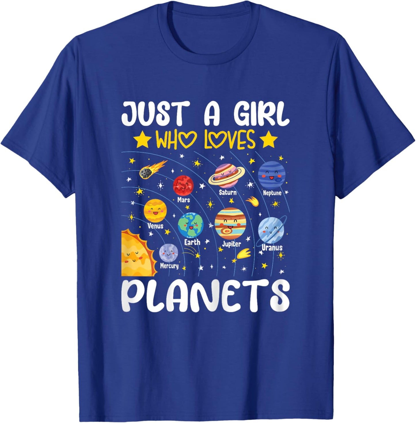 Just A Girl Who Loves Planets Solar Space Science Lover Girl T-Shirt - T-Shirt | Royal