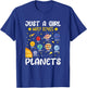 Just A Girl Who Loves Planets Solar Space Science Lover Girl T-Shirt - T-Shirt | Royal