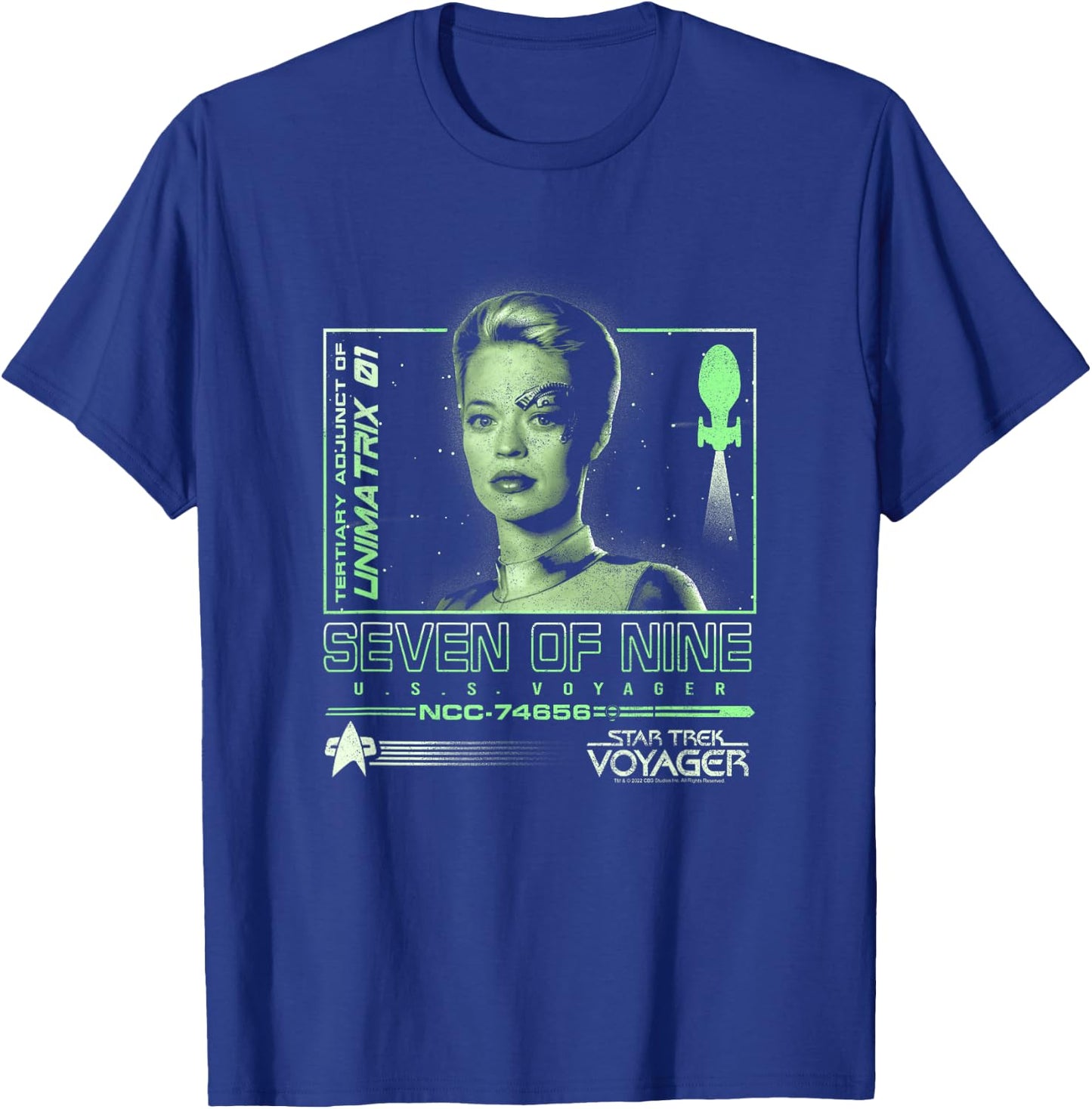 Star Trek: Voyager Seven of Nine Neon Starfleet Portrait T-Shirt - T-Shirt | Royal