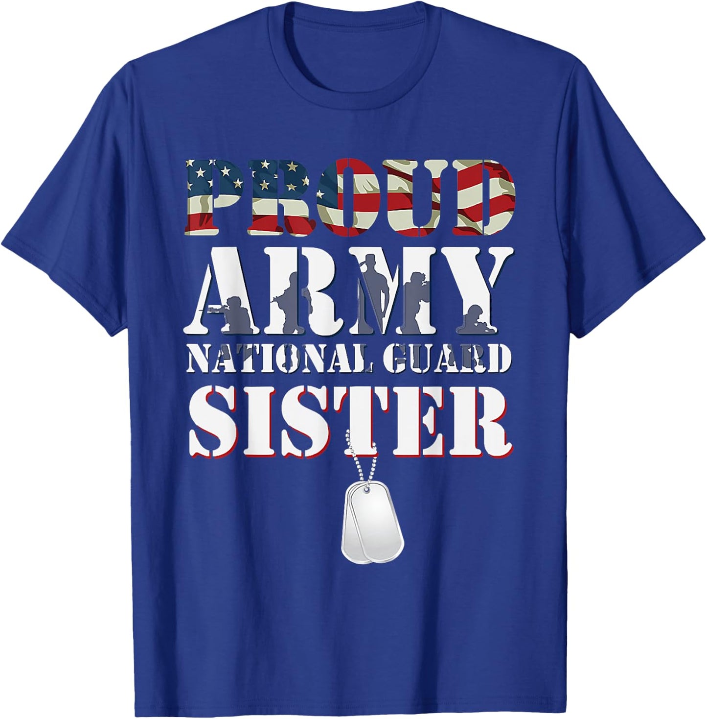 Proud Army National Guard Sister Pride US Military Sibling T-Shirt - T-Shirt | Royal