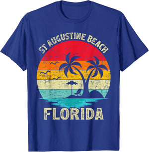 Family Vacation Vintage Retro Florida St Augustine Beach T-Shirt - T-Shirt | Royal