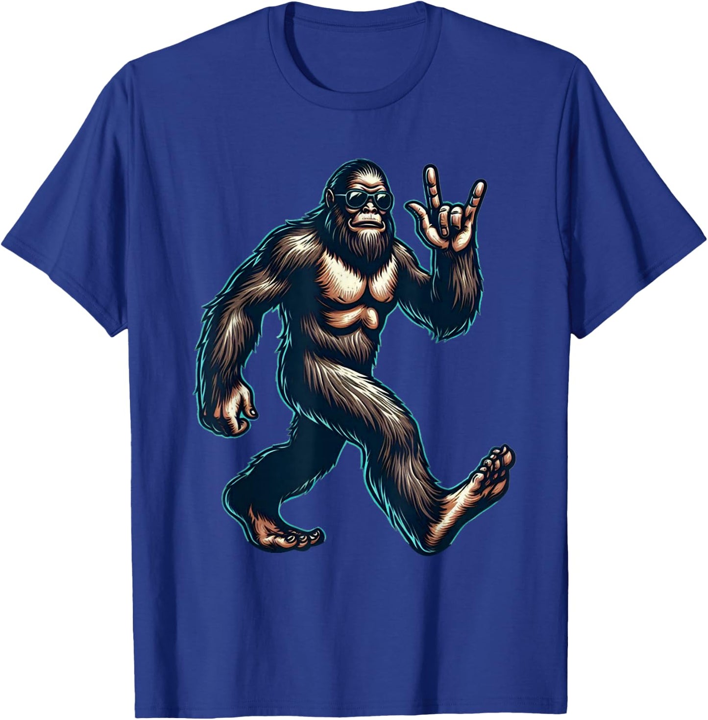 Bigfoot Sasquatch Loves Rock And Roll Dads Funny BigFoot T-Shirt - T-Shirt | Royal