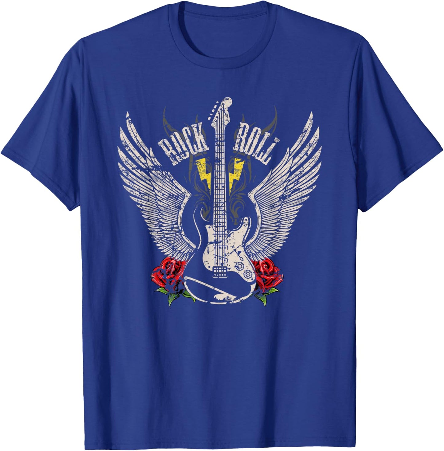 Rock and Roll Guitar Vintage Rock Music T-Shirt - T-Shirt | Royal