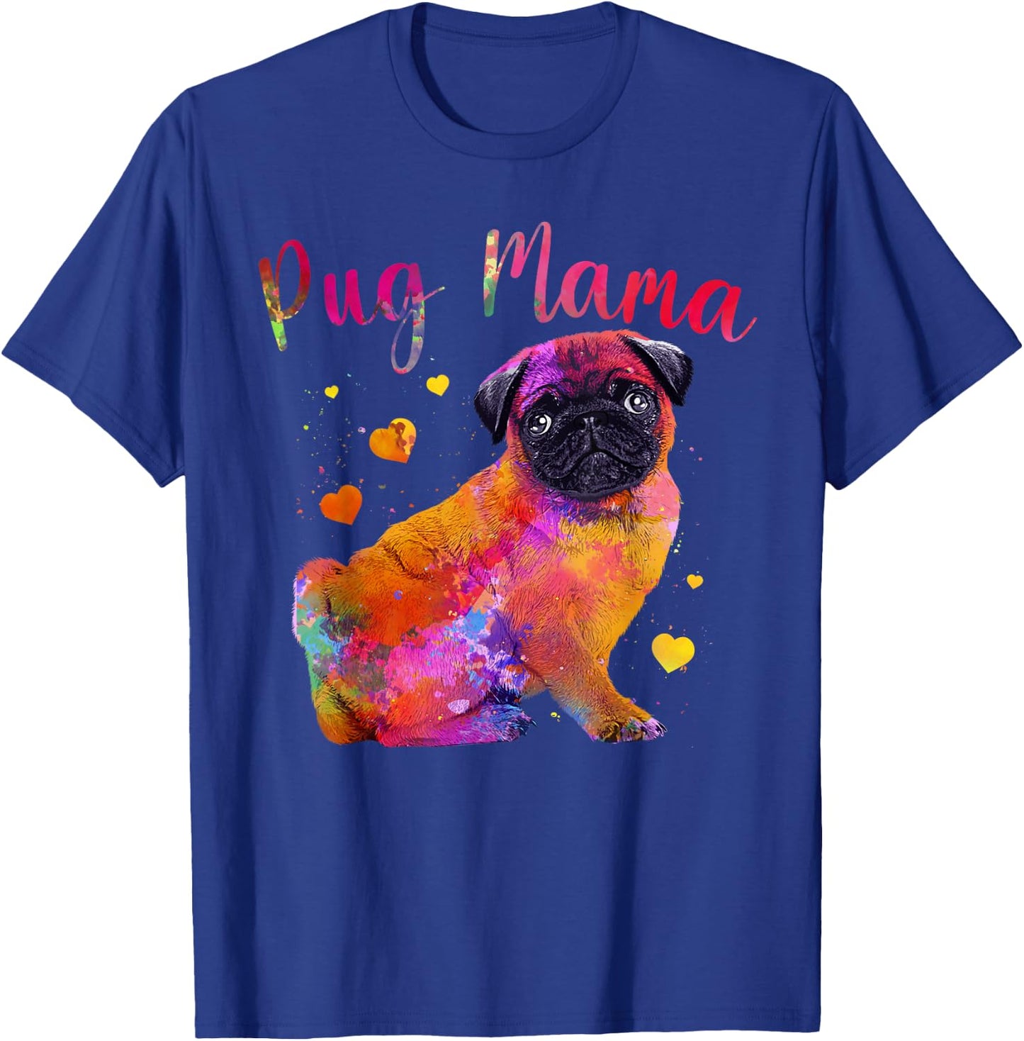 Cool Pug Mama For Mom Women Dog Pug Lovers Fur Baby Puppy T-Shirt - T-Shirt | Royal