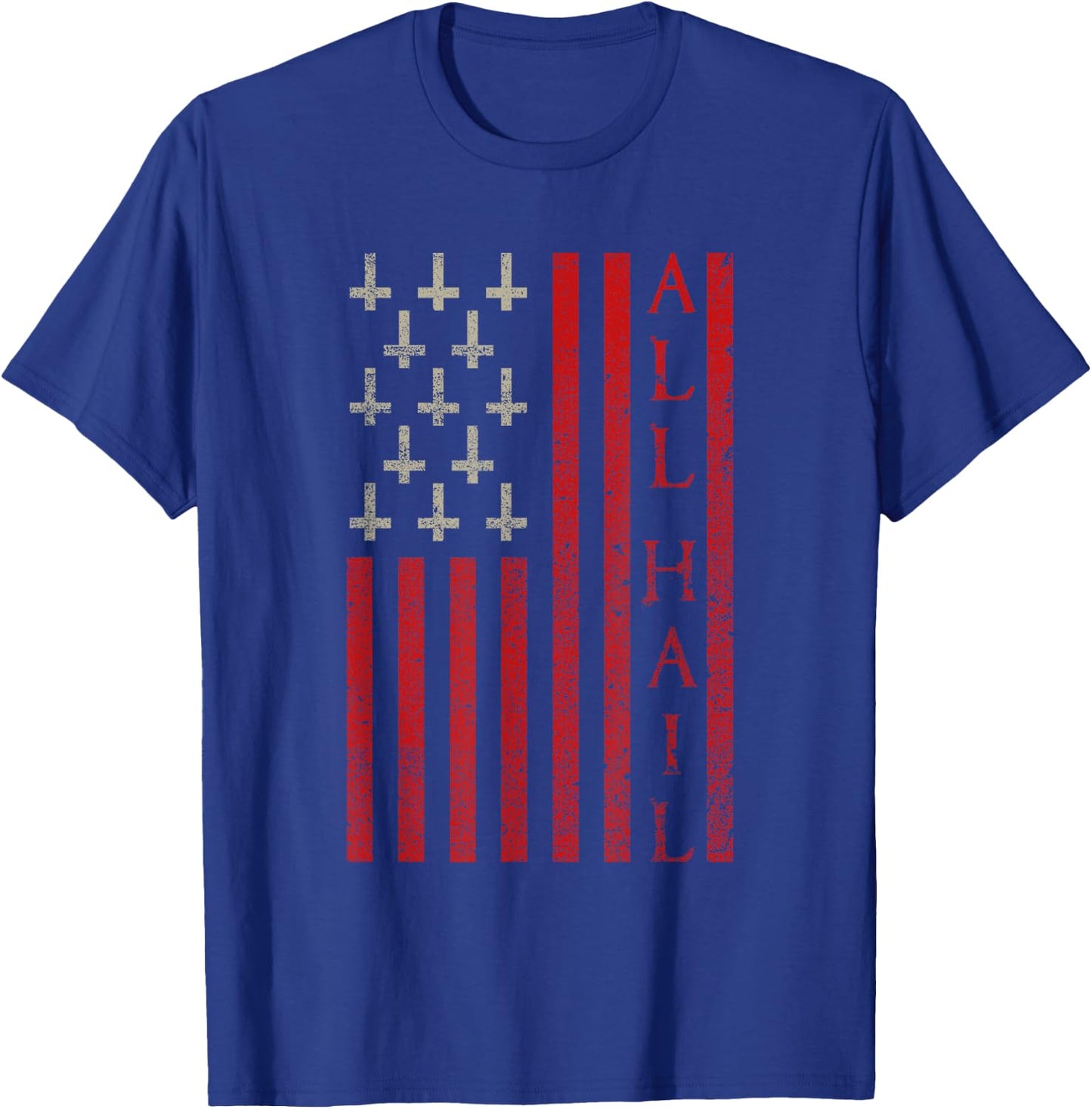 Patriotic Satan American Flag Occult Pentagram Baphomet 666 Men T-Shirt - T-Shirt | Royal
