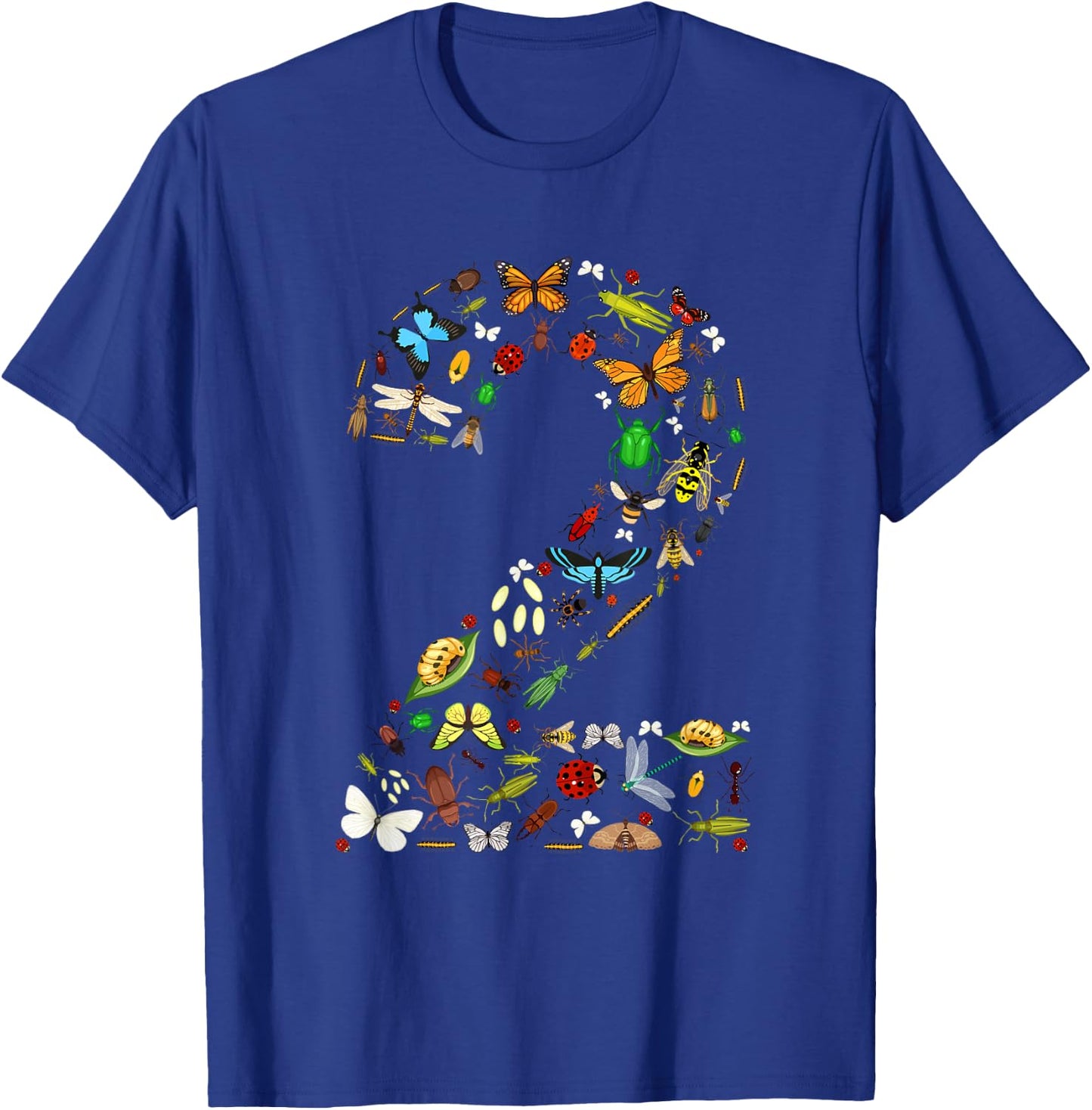 2 Years Old Two Bug 2nd Birthday Bugs Insects Boy Girl T-Shirt - T-Shirt | Royal