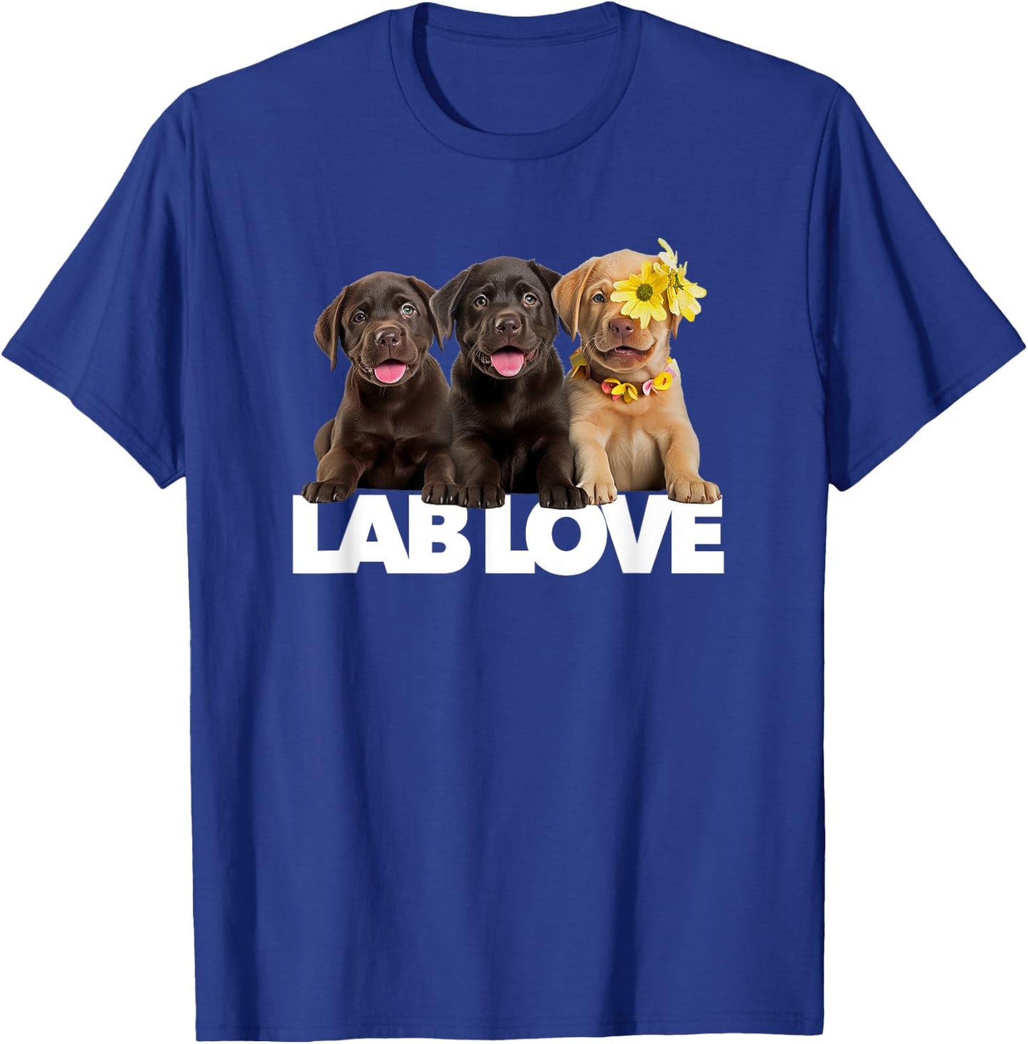 Lab Love labrador retriever chocolate black yellow dog puppy Men Women T-Shirt - T-Shirt | Royal