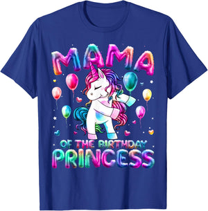 Mama of the Birthday Princess Girl Flossing Unicorn Mom T-Shirt - T-Shirt | Royal