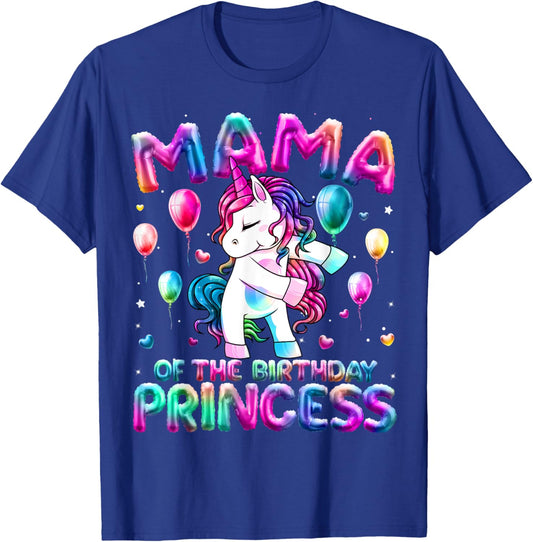 Mama of the Birthday Princess Girl Flossing Unicorn Mom T-Shirt - T-Shirt | Royal
