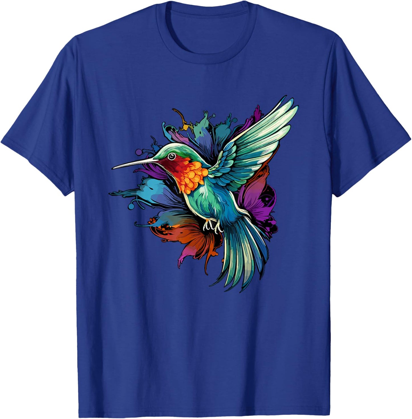 Colorful Hummingbird Art Tie-Dye Bird Watching T-Shirt - T-Shirt | Royal