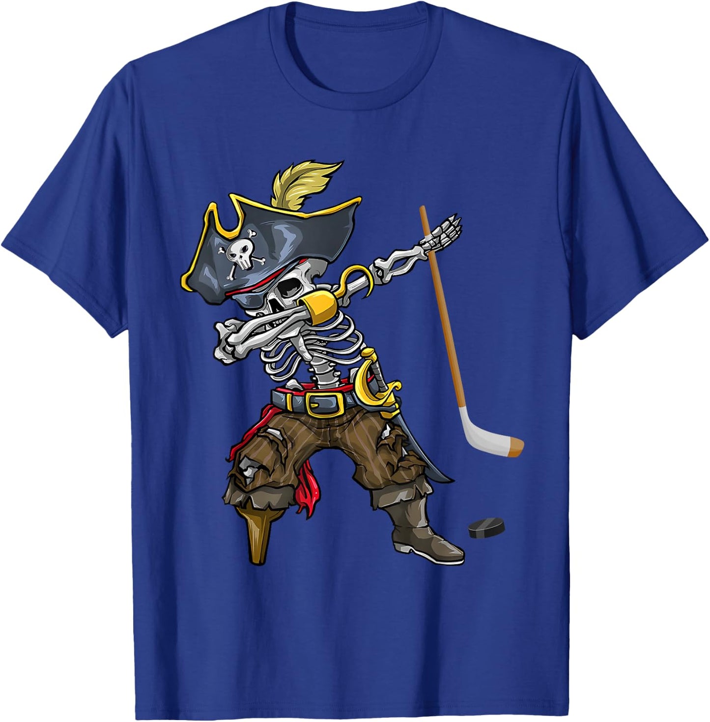 Dabbing Skeleton Pirate Hockey Lover Halloween Costume T-Shirt - T-Shirt | Royal