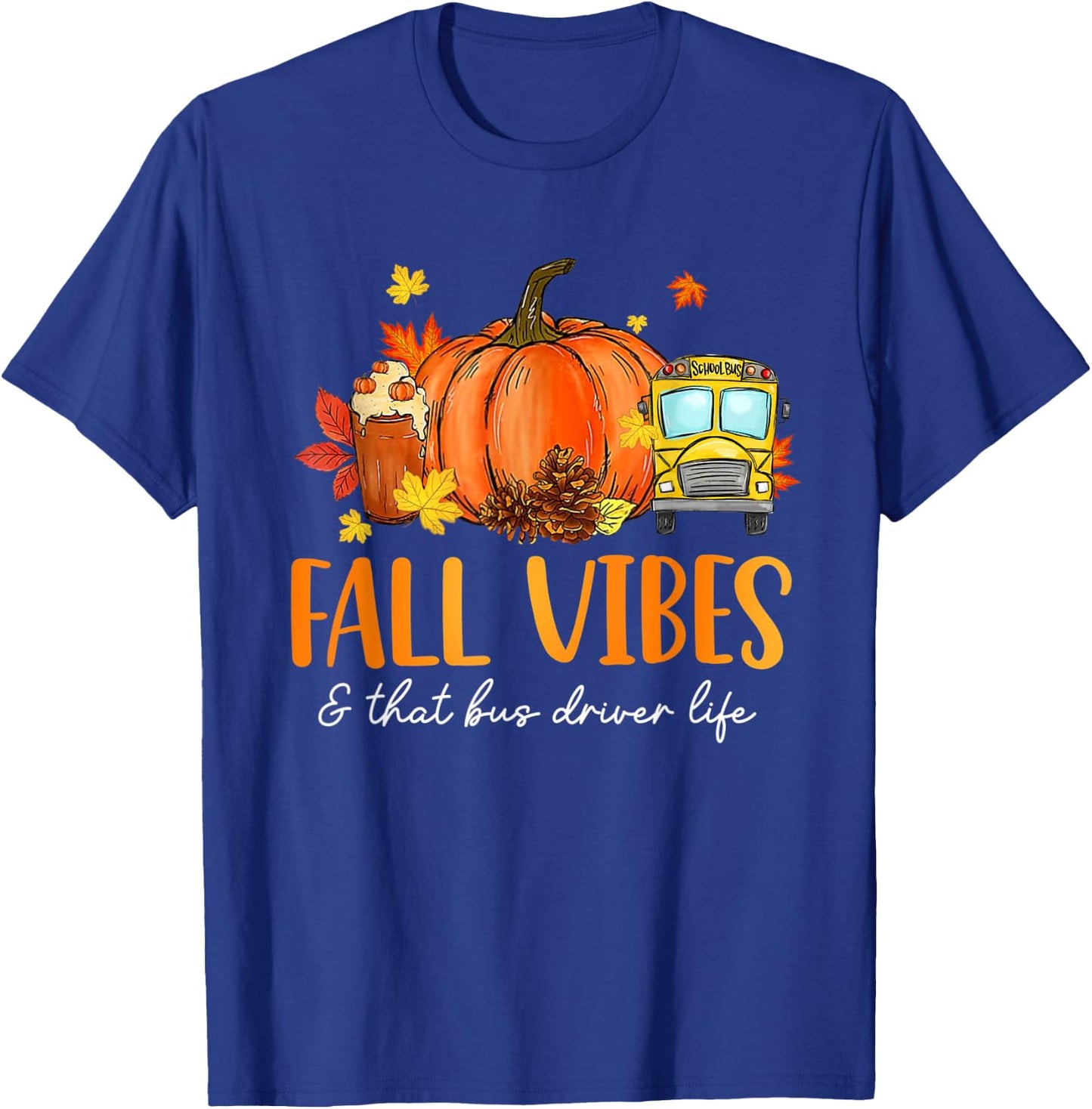 Fall Vibes & That Bus Driver Life Leopard Pumpkin Season T-Shirt - T-Shirt | Royal