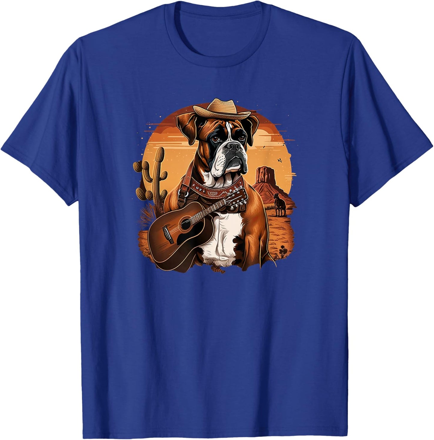 Funny Dog Boxer Country Music Rodeo Cowboy guitar T-Shirt - T-Shirt | Royal