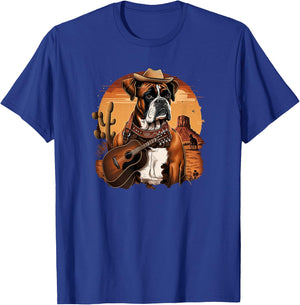 Funny Dog Boxer Country Music Rodeo Cowboy guitar T-Shirt - T-Shirt | Royal