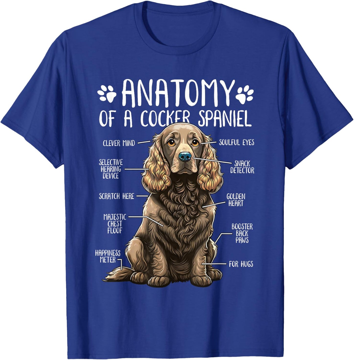 Funny Anatomy Cocker Spaniel Dog Cocker Spaniel Lover T-Shirt - T-Shirt | Royal