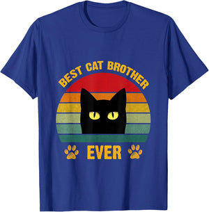 Best cat Brother Ever Funny Brother Cat Lovers Style Retro T-Shirt - T-Shirt | Royal