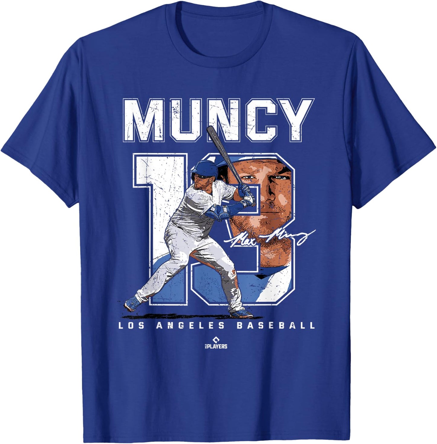 Number and Portrait Max Muncy Los Angeles MLBPA T-Shirt - T-Shirt | Royal